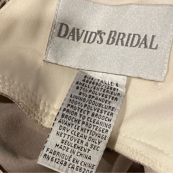 David’s Bridal two toned all over ruched stretch satin cocktail dress - Picture 7 of 9